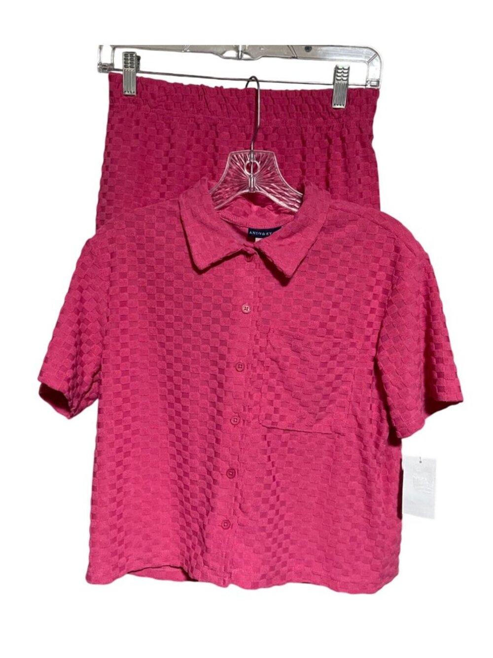 Andy & Evan Kids Terry Button Up Set Pink Available in Girls M L XL